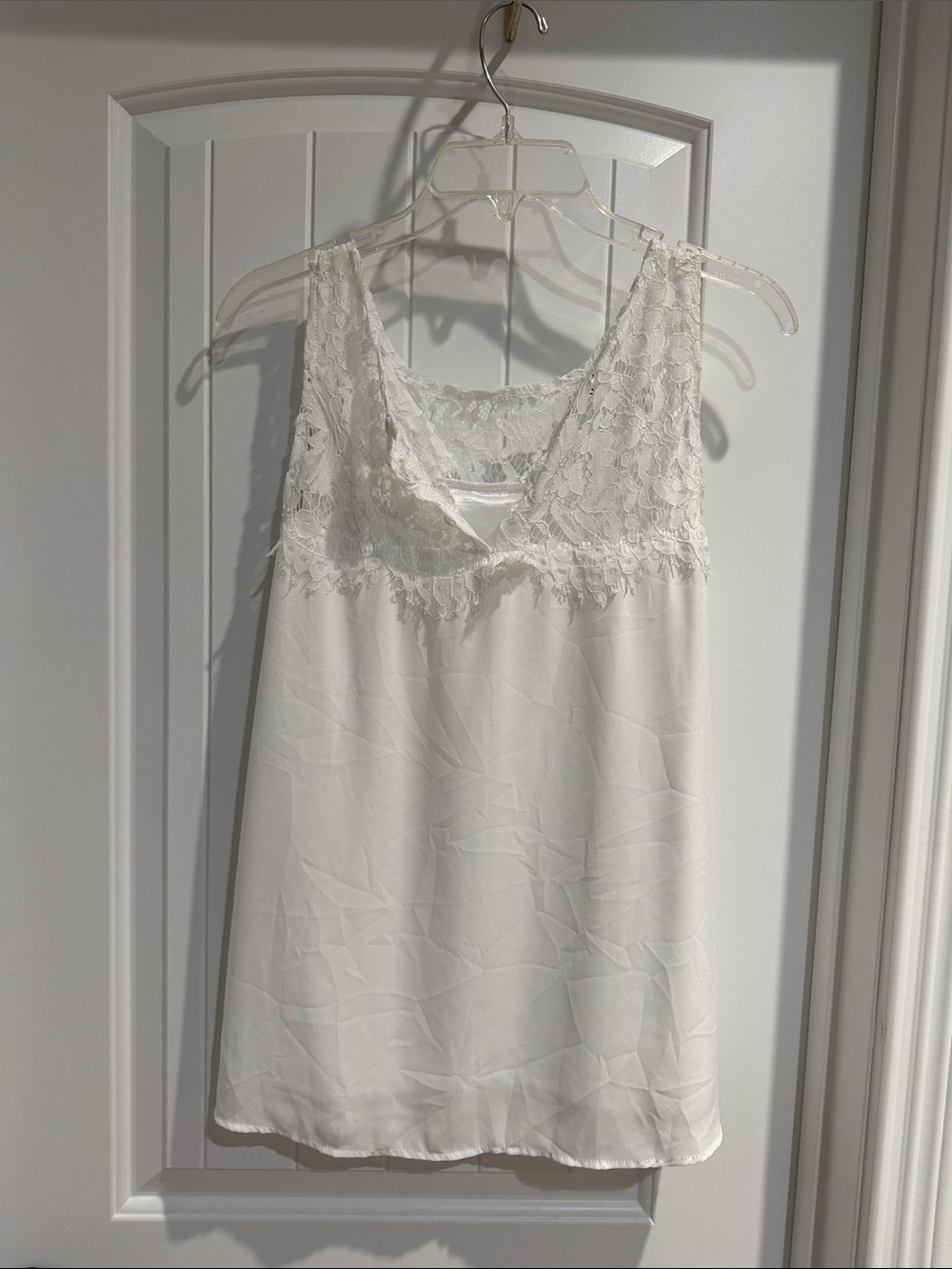Lace-Trim White Women's Chemise Slip